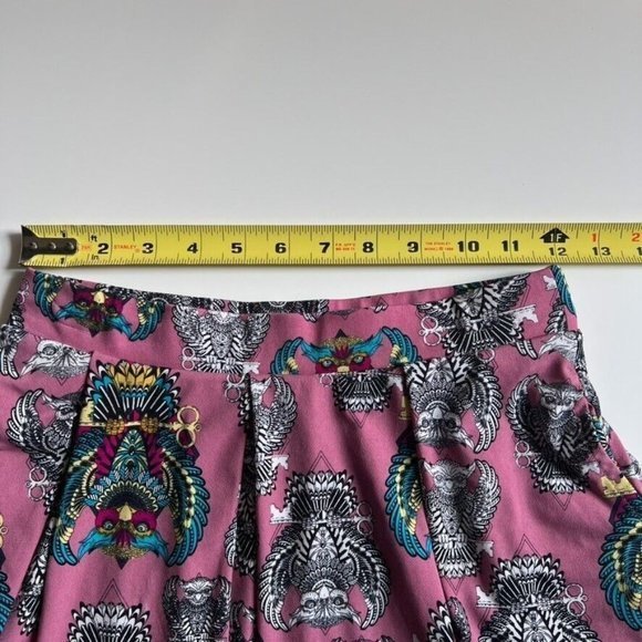 Lularoe Madison Pleated Skirt Women's XS Stretch Mauve Owl Print Pockets Pull On - Picture 6 of 7
